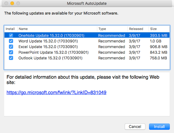 check for updates microsoft mac